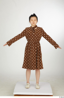  Aera brown dots dress casual dressed standing white oxford shoes whole body 0009.jpg